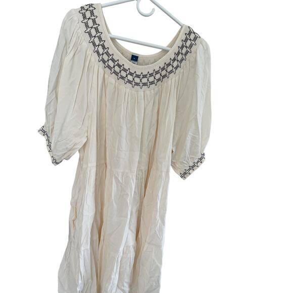 Old Navy Womens XL Cotton Dress Cover Up Embroidered Tiered Lined Peasant Boho - Picture 2 of 7